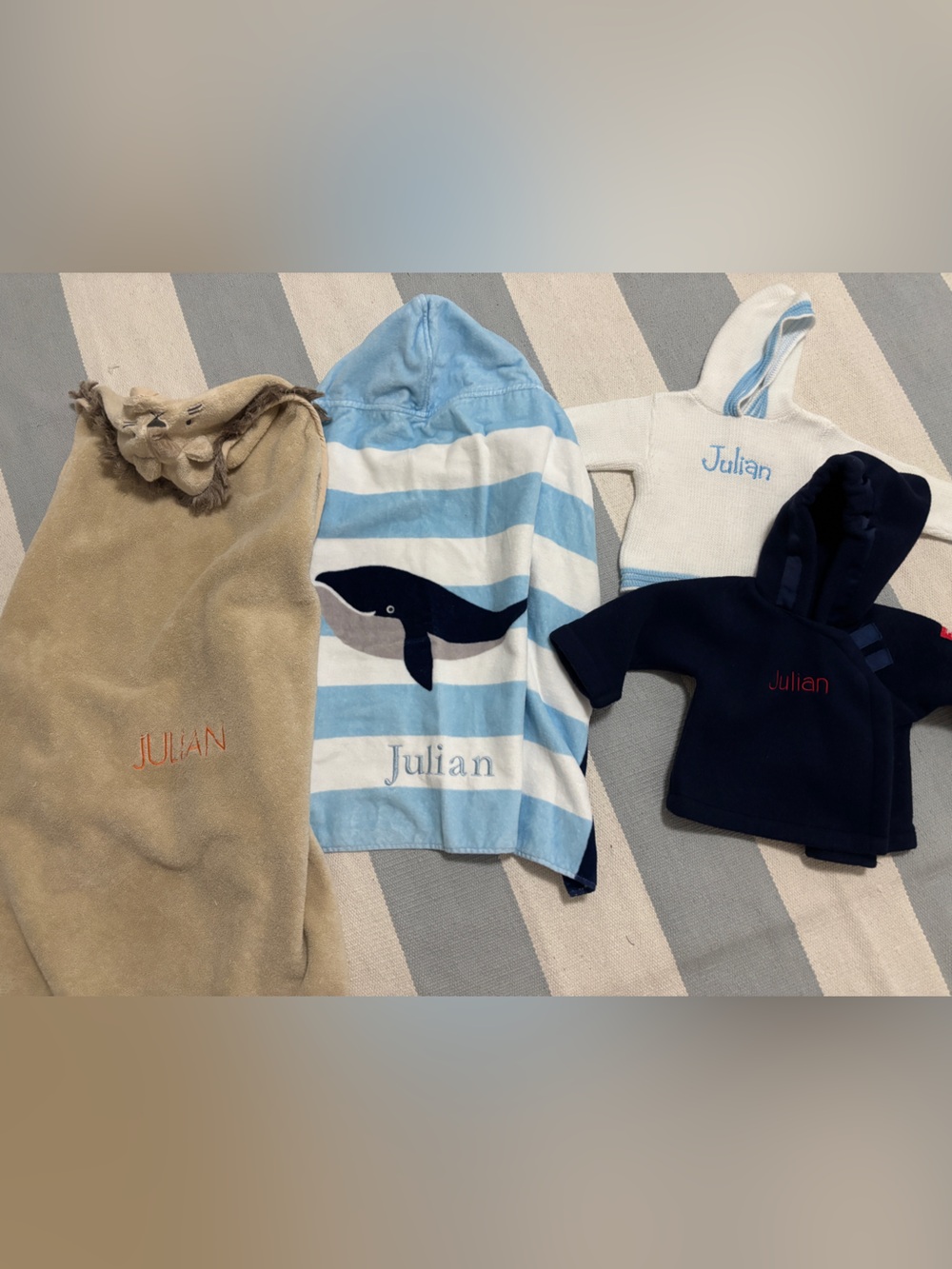 Julian Monogrammed Clothing/Jackets and Hooded Towels